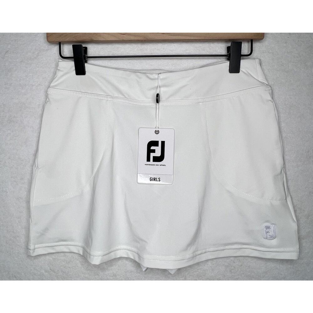 FootJoy Girls Tennis Gold Athletic Skort Built In Shorts White Youth Size XL